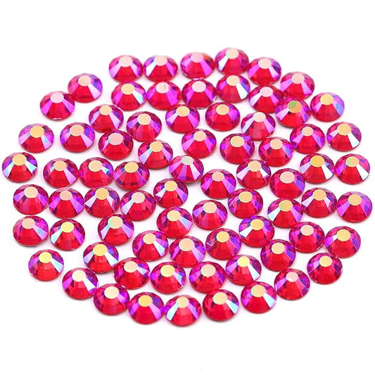 Novani Rhinestones 3000Pcs Flatback Crystal Round Loose Gemstones Glass Rhinestones for Crafts Makeup Nail Art Clothes Shoes DIY Decorations(SS8, 2.3-2.5mm,Light Siam AB)