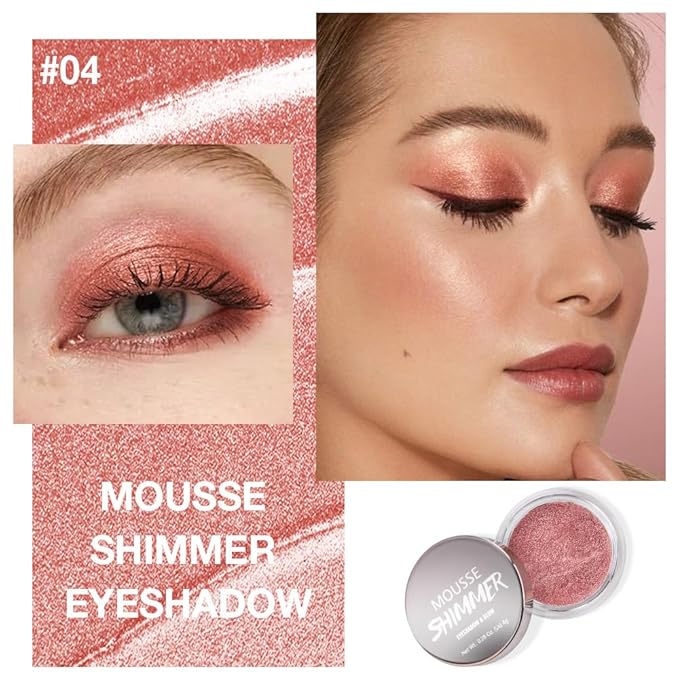 Peach Coral Shine Cream Shimmer Eyeshadow – Warm Peach Coral Eye Shadow, High Pigment Glitter Pearl Shade, Waterproof Long-Lasting Crease-Proof Single Eyeshadow for Natural Soft Glam Eye Makeup 4