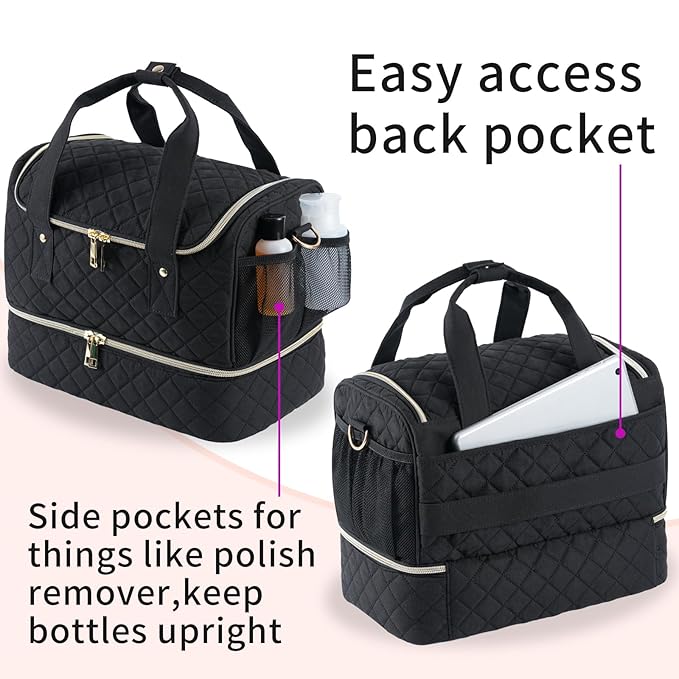 VOFIpremiAm Nail Polish Organizer Case Fits Nail Lamp and 50 Bottles,Nail Organizers and Storage for Nail Tech Travel,Pretty Nail Polish Storage Bag Fits Nail Kit & Manicure Tools (Patented)-Black