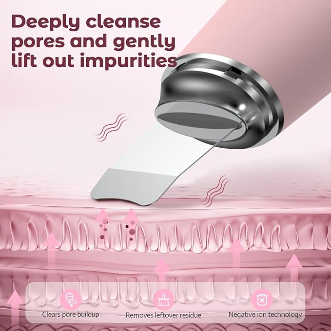 2 in 1 Electric Face Scrubber Silicone Facial Cleansing Brush, Exfoliator Scrubber & Skin Spatula Pore Cleaner Blackhead Remover Tools, Waterproof Face Brush Exfoliating Deep Cleaning Massager, Pink