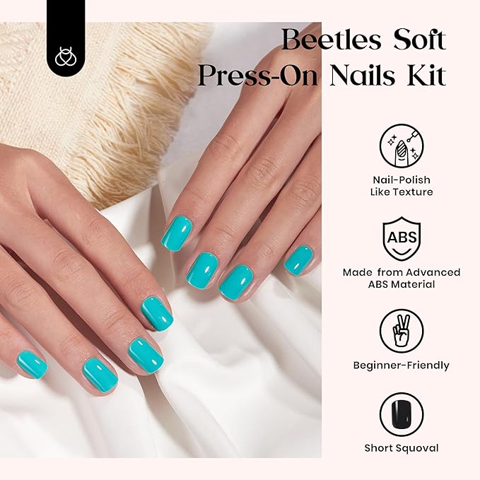 Beetles Press on Nails Kit 576Pcs 24 Colors, Short Square Press on Nails Glossy Matte With Nail Glue & Nail Tabs Stickers, Natural Fit Lightweight Fake Nails Kit Art For Women