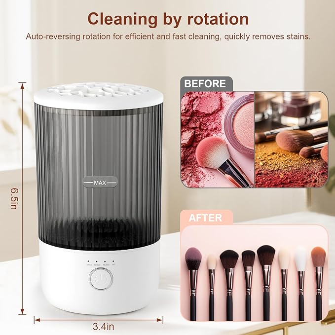Electric Makeup Brush Cleaner Machine - 6500RPM Automatic Makeup Brush Cleaning Machine, Portable Design with 1800mAh Rechargeable Battery for All Brush Sizes, Perfect Gift for Makeup Lovers