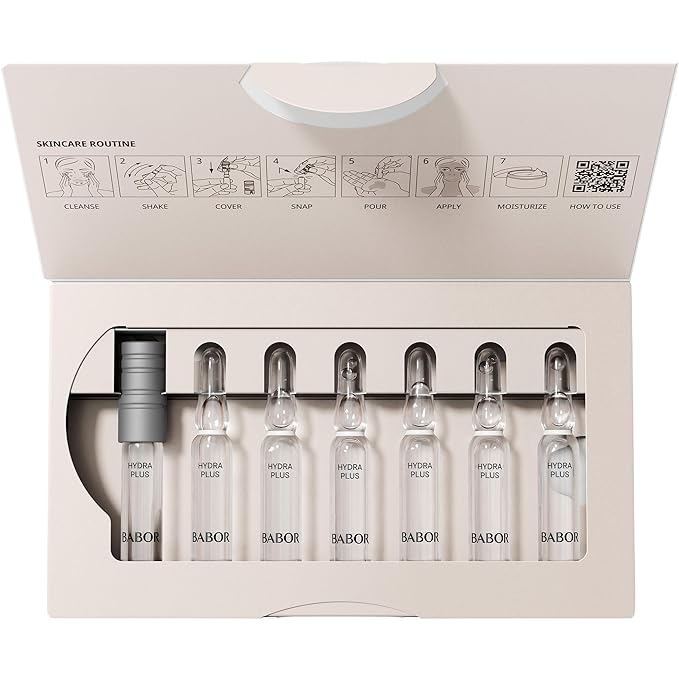 BABOR Hydra Plus Ampoule Concentrate, Moisturizing Skincare Capsule, Hyaluronic Acid Serum, Deeply Nourish to Plump and Smooth Skin, Anti Aging Serum 7 Day Treatment