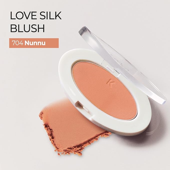 Laka Love Silk Blush, Radiant Powder Blush, Silky, Buildable Color with a Natural Glow, Long Lasting, Moisturizing Formula for a Fresh, Flushed Look, K-Beauty (#704 Nunnu)