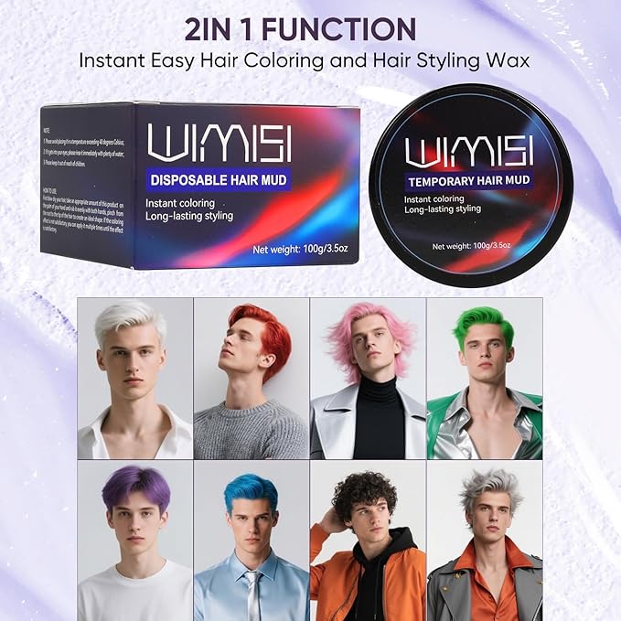 Temporary Hair Color Wax, Washable Styling Hair Clay, Instant White Hair Coloring Cream for Women Men Teens, DIY Hair Styling for Cosplay, Halloween & Parties (Red)