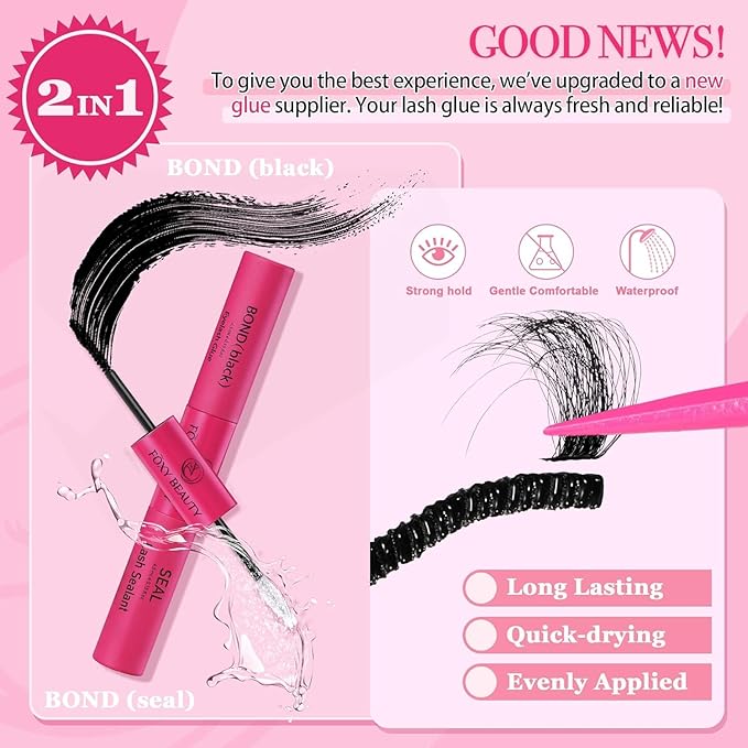 Lash Clusters 600 PCS Lashes Wispy Fluffy Lash Clusters kit 10D20D 30D40D50D60D D Curl Lash Extension 8-16MM Fasle Eyelashes with Lash Bond and Seal for Beginner at Home