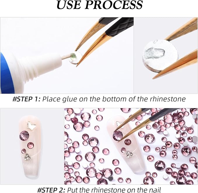 Meibite Light Amethyst Flatback Rhinestones, Glass Rhinestones for Nail Art and Craft, Glue Fix, Loose Crystal Gemstones(Lt.Amethyst, SS4, 2880pcs, 1.5-1.7mm)