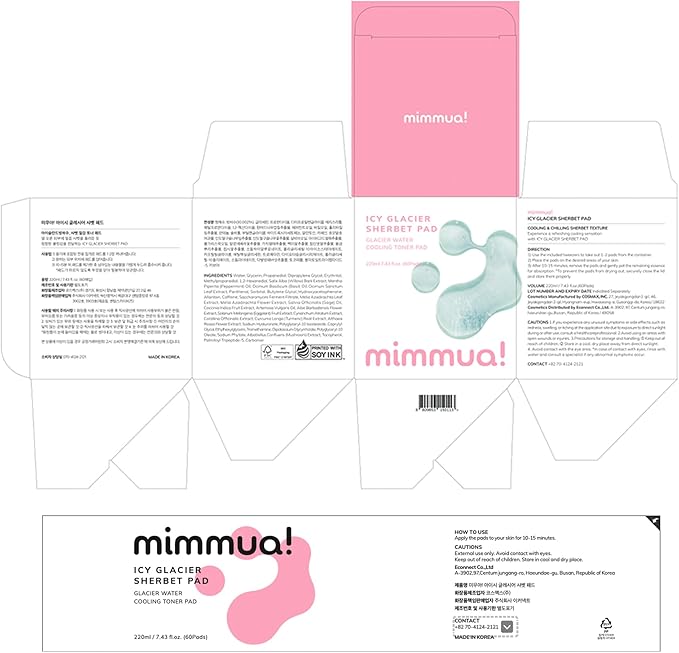 Ice Sorbet Toner Pads | Skin Prep Wipes for Puffiness, Under Eye Bags & Instant Face Lift | Gel Pads for Sunburn Relief & After Sun with 30% Glacial Water & Caffeine | Pack of 4 (240 Count)