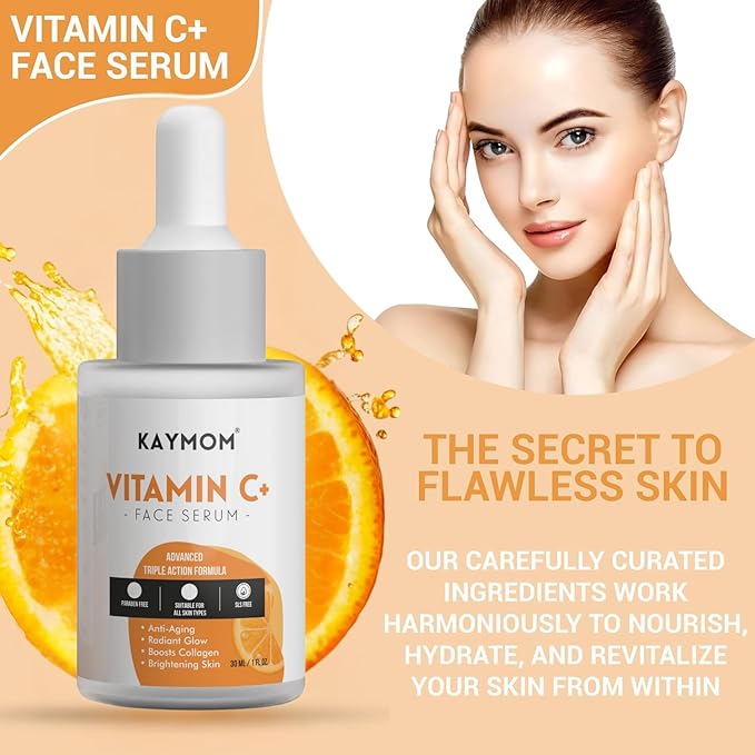 Vitamin C Facial Serum with Hyaluronic Acid and Vitamin E, Lightweight Daily Skincare Serum for Radiance and Hydration, Dropper Bottle, 30 ml / 1 fl oz