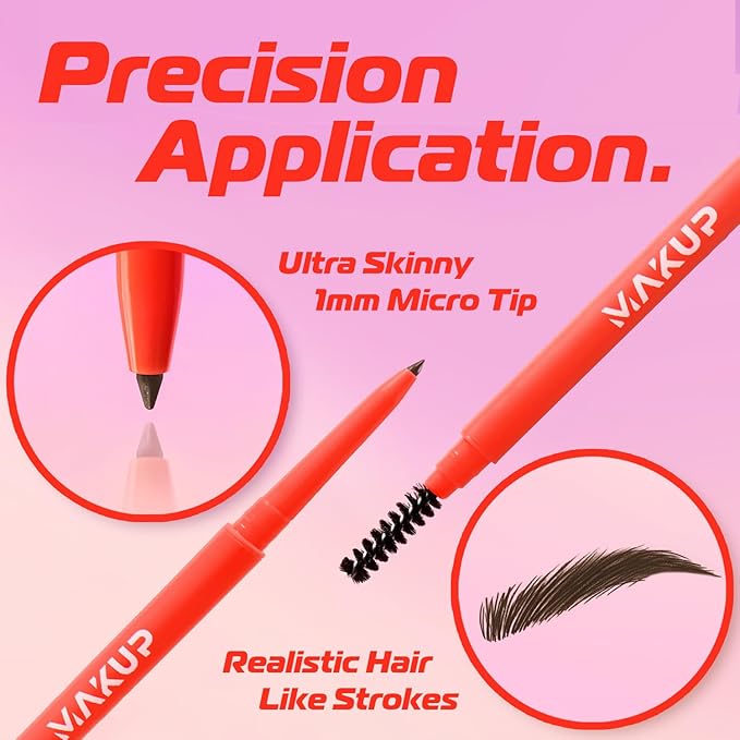 Makup Beauty Skinny Brow - Ultra Thin Eyebrow Pencil, Waterproof, Precise Micro Brow Pencil creates Hair-like Strokes for Full, Natural Brows Medium Dark Brown (Brunette)