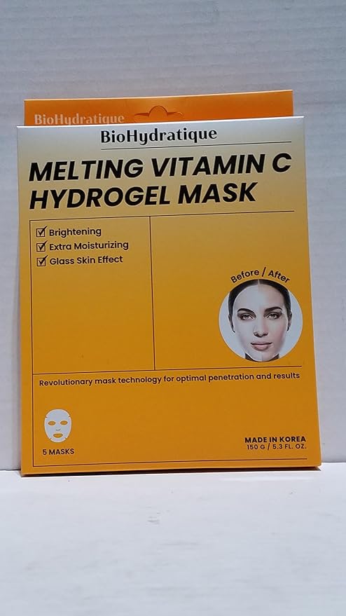 Vitamin C Face Mask – Overnight Hydrogel Care for Dark Spots, Fine Lines & Dry Skin – Dermatologist Tested, Anti-Aging, Korean Skin Care – Clean Beauty, Glass Skin Glow – Pack of 10