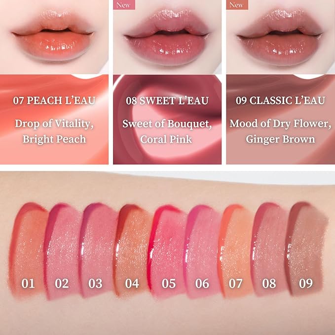 BBIA L’EAU Tint – Glossy & Glow Lip Stain Watery Lip Tint Non-Sticky High Shine Finish Long-lasting Moisturizing Lightweight Natural Daily Use Vegan Korean Makeup (08 SWEET L'EAU)