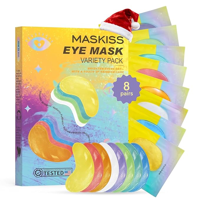 Under Eye Patches Variety Pack (8 Pairs), Stocking Stuffers for Women, Eye Masks for Dark Circles Puffy Eyes With 8 Colors (1 Pairs/Color), Vegan Skin Care Gifts for Teen Girls