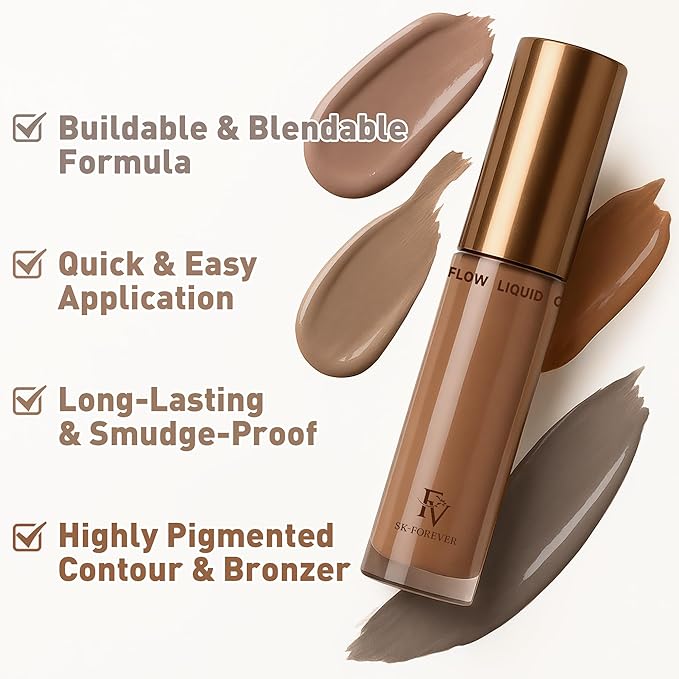 FV Cool Toned Liquid Contour Stick, Highly Pigmented, Blendable & Longwear with Hydrating Formula, Cream Contour Makeup For Naturally Sculpted Look, Vegan & Cruelty-free, 01 Cool Ash