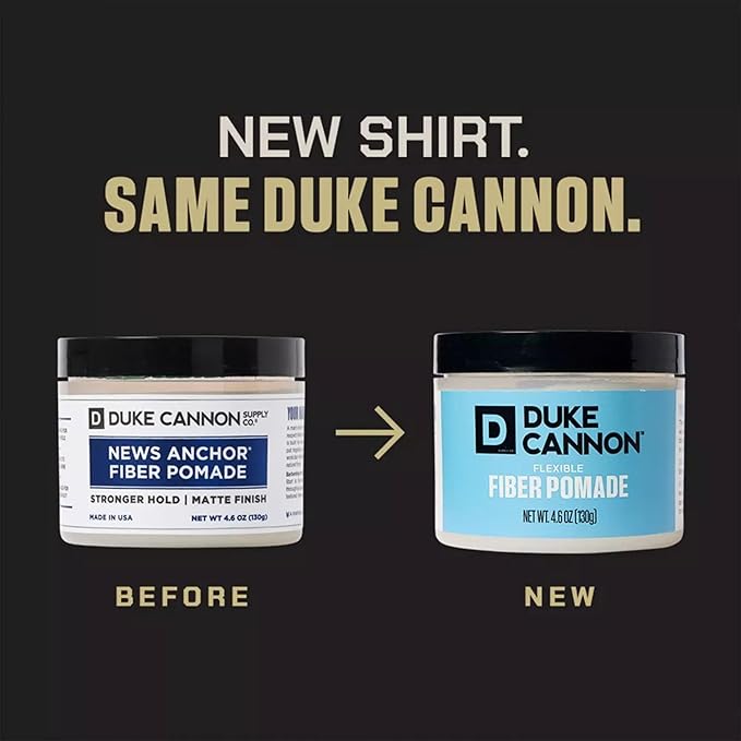 Duke Cannon Supply Co. Flexible Fiber Pomade – 4.6 oz – Strong Hold, No Shine, Water-Based for Easy Washout, Adds Texture & Volume for Shorter Hairstyles