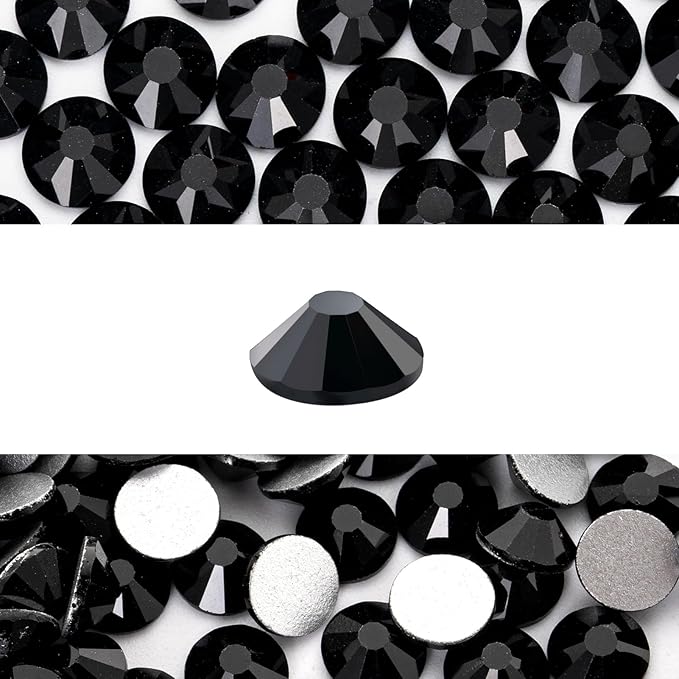 Novani 3000 Pieces Flatback Rhinestones Glass Round Gems Black Crystals for Nail Art DIY Crafts Clothes Shoes,SS20,4.6-4.8mm