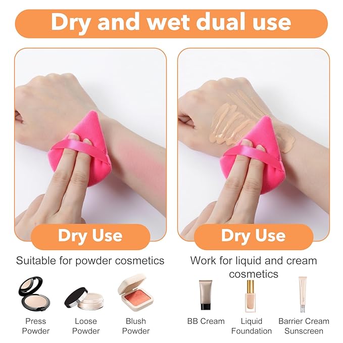 150PCS Powder Puffs for Face Powders, Triangle Powder Puff for Loose and Press, Makeup Sponge Powders Applicator for Face and Eye
