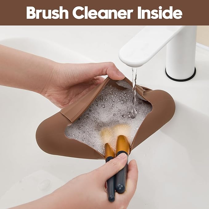 JASAQE Silicone Makeup Brush Holder，Travel Makeup bag-Soft Portable Cosmetic Face Brushes Holder，Large Travel Makeup Brush Case with Anti-Fall Out Magnetic Closure