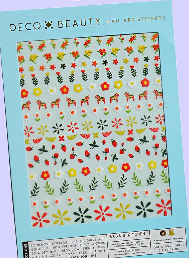Deco Beauty Baba's Kitchen - Super Thin & Easy-to-Apply Nail Art with the Cutest Designs -Durable & Long-Lasting Nail Art Stickers and Decals for Women, for DIY At-Home Manicures & Salon-Quality Nails
