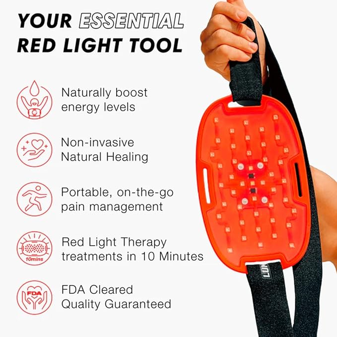 Essential Red Light Therapy Wearable, Flexible & Body Contouring with Straps, Dual Core Chips with Clinical Grade LED Red Light (650nm) and Near-Infrared (850nm) High Power Panel
