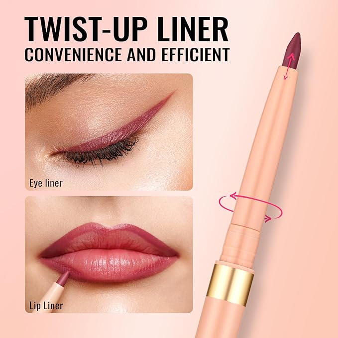 Oulac Waterproof White Lipliner Pencil - Smooth and Creamy Lip Primer, Retractable Lip Makeup for Precision Application, Vegan & Cruelty-Free, 13 White Waves