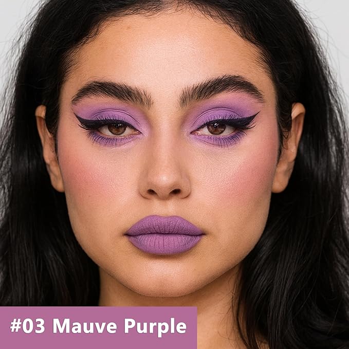 Matte Liquid Eyeshadow, Long-Lasting Waterproof Liquid Eye shadow, High-pigment Buildable & Blendable Cream Eye Makeup, 03 Mauve Purple