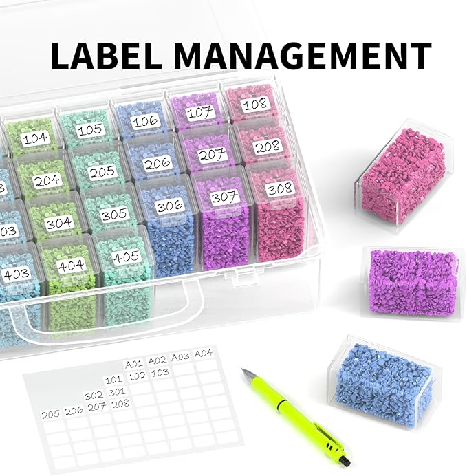 VANSUNS 32-Grid Diamond Painting Storage Container, Transparent Square Diamond Art Storage Case, Suitable for Beads, Crafts, Nail Art, DIY ﻿