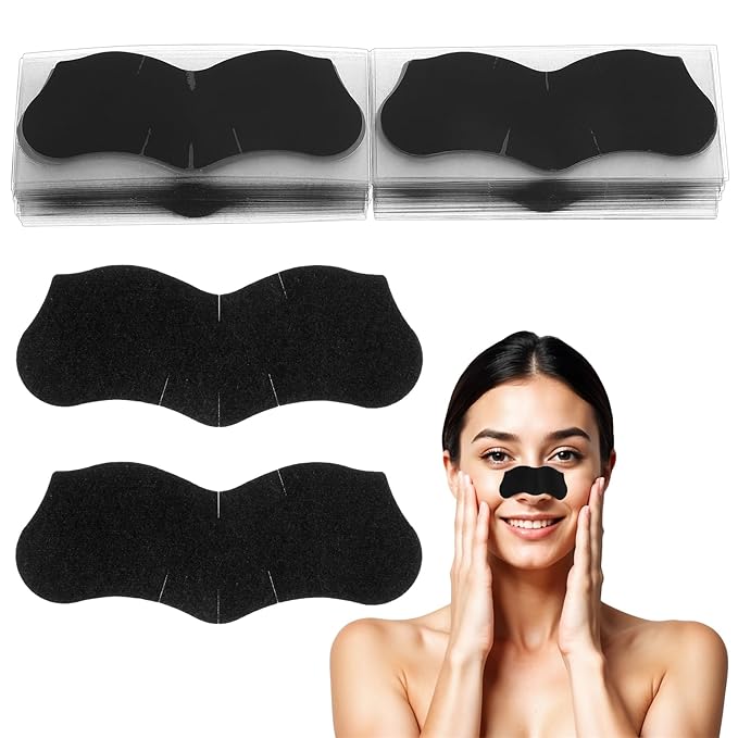 120PCS Blackhead Remover Pore Strip, Bamboo Charcoal Face Black Head Remover, Nose Deep Cleansing Nose Strips, Pore Cleansing Strips for Blackhead, Effective Control of Oily Skin Clogged Pore