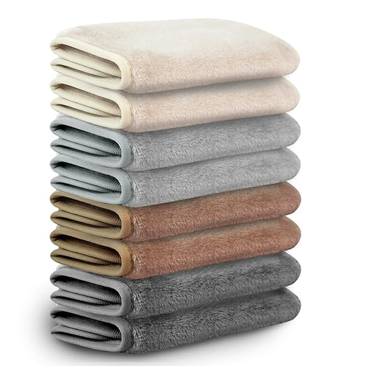Nugilla Makeup Remover Cloths, 8 Packs Makeup Remover Towels Reusable Face Wash Cloth, Soft Microfiber Face Cloth for Women(Neutrals)