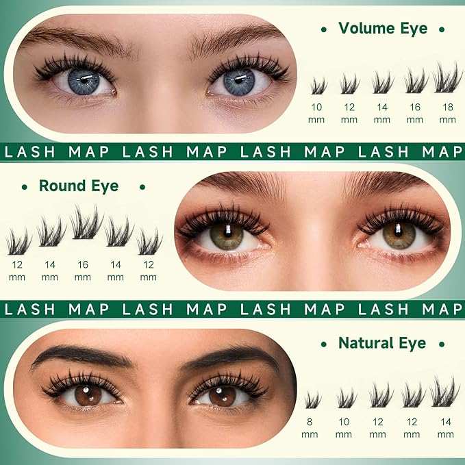 KEYYOU LASH Lash Clusters Manga Lashes 8-18mm C Curl Wispy Eyelash Clusters Ultra-Thin Natural Lashes Cluster with Spike Eyelash Extensions 120pcs Fairy False Eyelashes individual at home（F04，8-18mm）