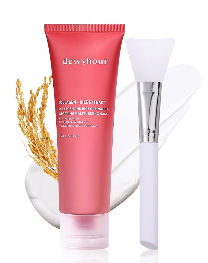dewyhour Collagen Night Wrapping Mask, Rice Mask for Face, Peel Off Face Mask for Elasticity, Hydrating & Glow, Korean Skin Care, 2.53 FL.OZ