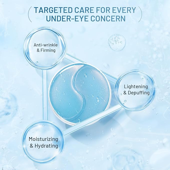 Under Eye Patches Masks - Reduce Puffy Eyes, Dark Circles,Undereye Bags, Wrinkles,Infused Peptide Collagen and Hyaluronic Acid,Vegan Cruelty-Free Self Care