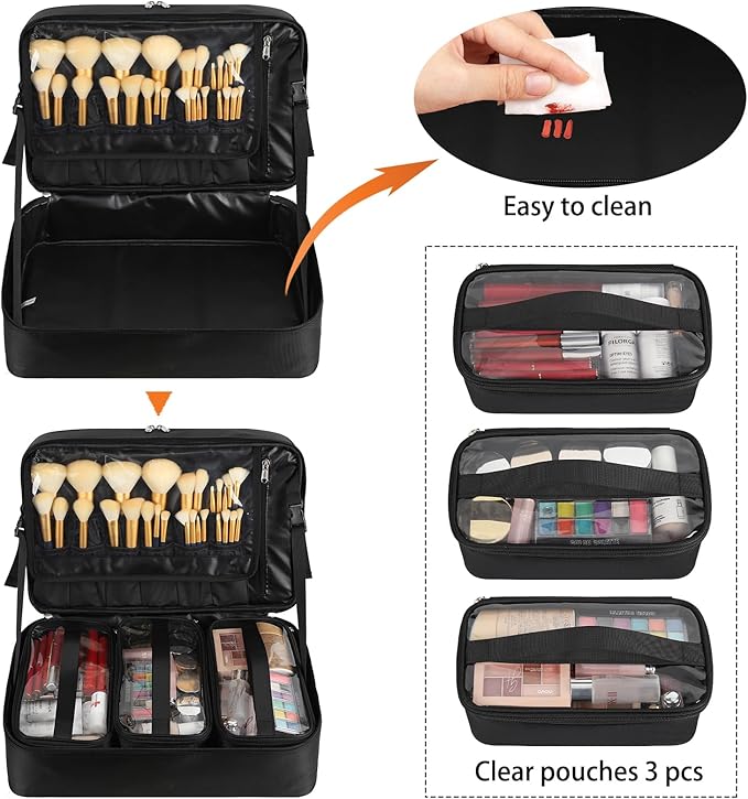 OCHEAL Hairstylist Traveling Case with a Large Makeup Travel Case for Hairstylist, Hairdresser Bag with Detachable Pouch,360° Rotatable Wheelsfor Hairdressing Tool Organizer 3 Makeup Bags