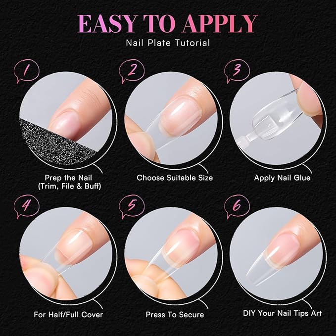 Makartt Coffin Nail Tips: Medium, 504 PCS, 15 Sizes, Half Matte, Clear Fake Nails Ballerina Shapes - Full Cover Soft Acrylic Press On Nail Extensions Supplies Salon and Diy at Home