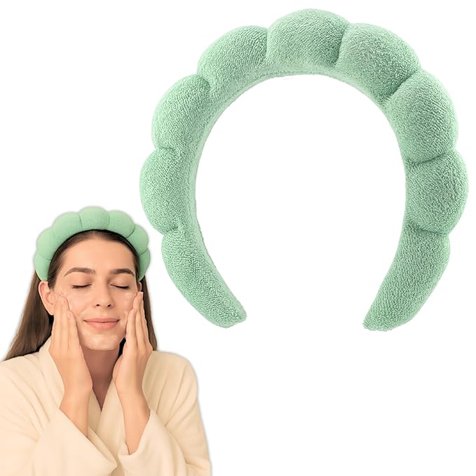 2 ORCHIDS Skincare Headband - Hair band for Washing Face & Makeup Headband for Women - Terry Cloth Hairband for Spa & Skincare Routines - Perfect for Face Wash & Makeup Application (Pastel Green)