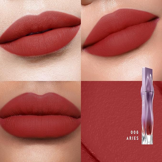 NEBULA VELVET LIP CREAM-Long Lasting Lip Stain, Waterproof and Transferproof Lip Tint, Matte Finish, Smooth Out Lip Lines, Lightweight & High Coverage, Stocking Stuffers (006 ARIES)