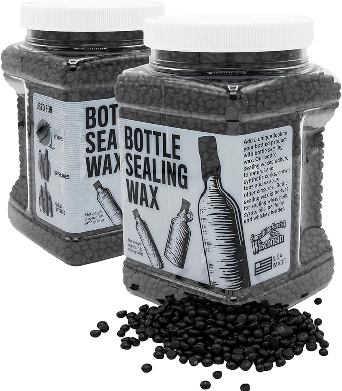 Blended Waxes, Inc. Bottle Sealing Wax Beads, Premium Pastille Wax Seal Beads For Wine, Beer, and Liquor Bottle Closure, Seals Between 25-30 Bottles, 1 lb, Black