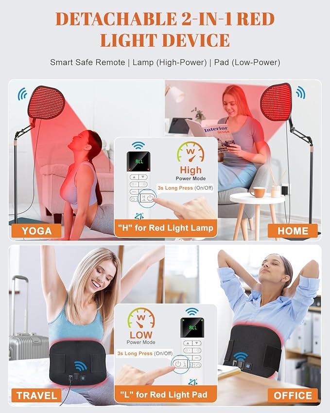 Red Light Therapy for Face Body, 50W 2-in-1 Infrared LED Light Therapy with 660nm & 850nm Near Redlight Device Large Panel with Wireless Remote Stand Timer