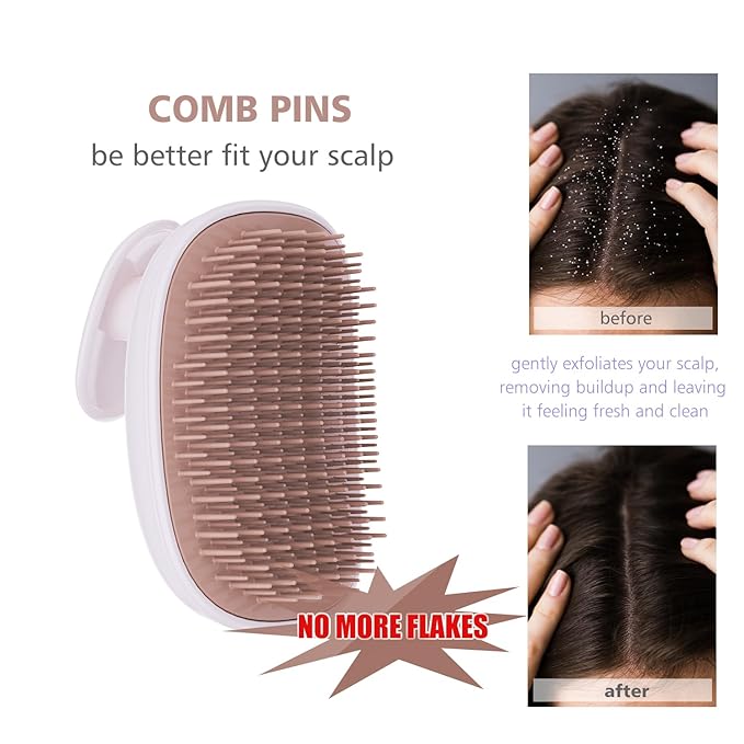 Rebex Scalp Massager Shampoo Brush,Scalp Scrubber,Exfoliator for Removing Dandruff & Hair Growth,Detangling Scrubber for All Hair(WhiteBrown)