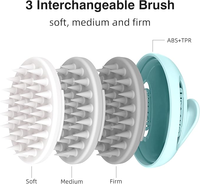 LISAAVO 3 in 1 Hair Growth Scalp Massager,Replaceable Shampoo Brush for Relaxing,Deep Cleansing Exfoliator & Soothes itching - Wet/Dry Use for All Hair Types,Blue