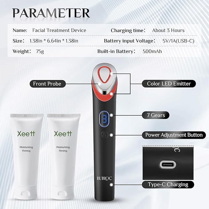 7-in-1 Face Massager Tool with 7 Light,Therapy for Face,Neck,Body,Wrinkle Reduction Device with Enhanced Absorption