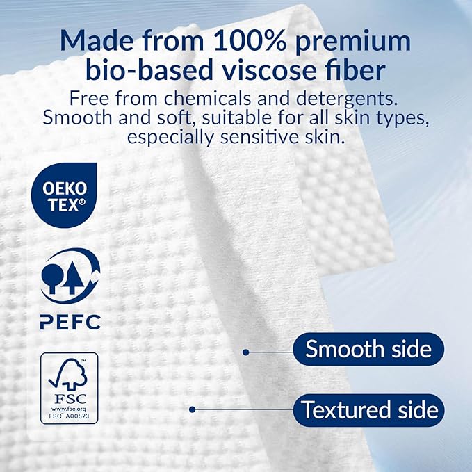 Clean XL Disposable Face Towels 11.8"×7.8", 100% Biobased Biodegradable Viscose, Ultra Soft & Hygienic Facial Towelettes for Makeup Removal and Skincare, Safe for All Skin Types, 360 Count, 6 Packs