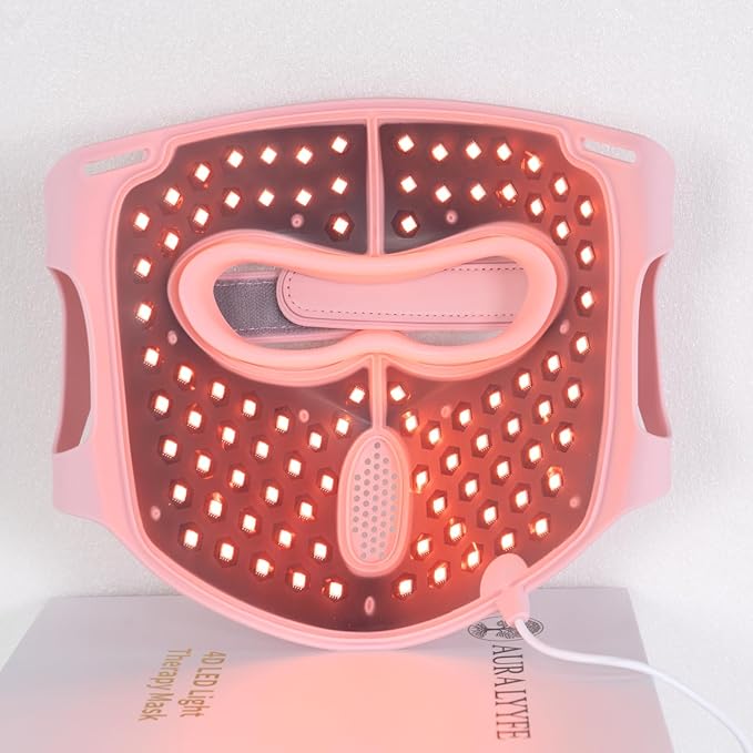 4D LED Light Mask for Skin Rejuvenation and Radiance Enhancement with Red, Blue and Amber Modes, Comfort-Fit Silicone Design, Cordless Rechargeable Skincare Tool