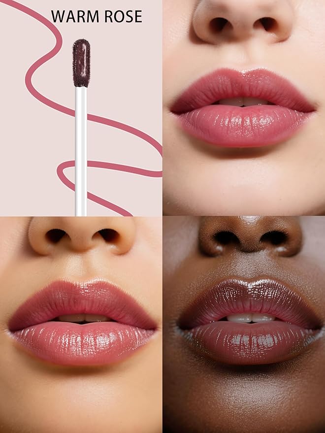 QCMME Lip Stain Peel Off Lip Liner Stain with Tweezer, Long Lasting Matte Lip Tint Tattoo, Highly Pigmented Color Lip Makeup, Waterproof Lipstick, Transfer-proof Lipstain for Women, Warm Rose