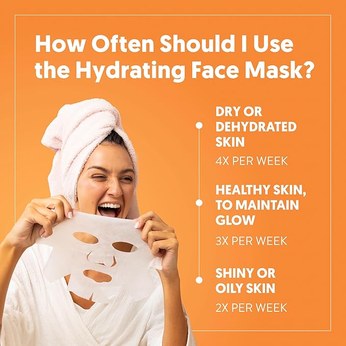 By Nature Hydrating Face Masks with Vitamin C + Collagen, Made From Bamboo Fiber from New Zealand (4 Pack)