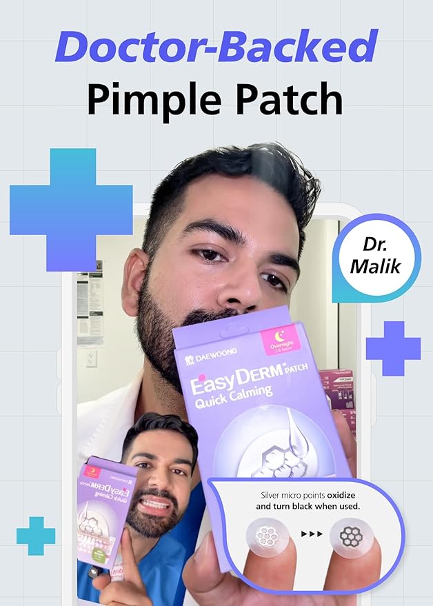 DWEasyDerm EasyDerm Magnesium Pimple Patches – Hydrocolloid Acne Spot Treatment with Ampoule & Tweezer, 10 Calming Zit Stickers by Daewoong, 이지덤, 대웅제약