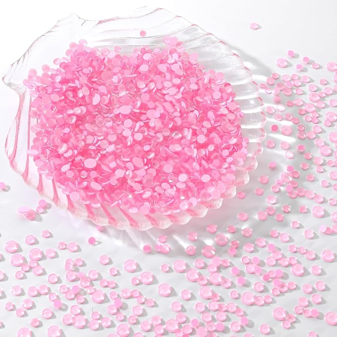 Meibite Mocha Rose Flatback Rhinestones, Glass Rhinestones for Nail Art and Craft, Glue Fix, Loose Crystal Gemstones(Mocha Rose, SS10, 1440pcs, 2.7-2.8mm)