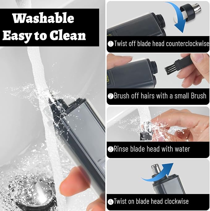 Mendaping Nose and Ear Hair Trimmer for Men, 2025 Nose Hair Trimmer Clipper with LED Display for Women, Professional IPX7 Waterproof Dual Edge Blades Nasal Trimmer Clippers for Travel (Black)