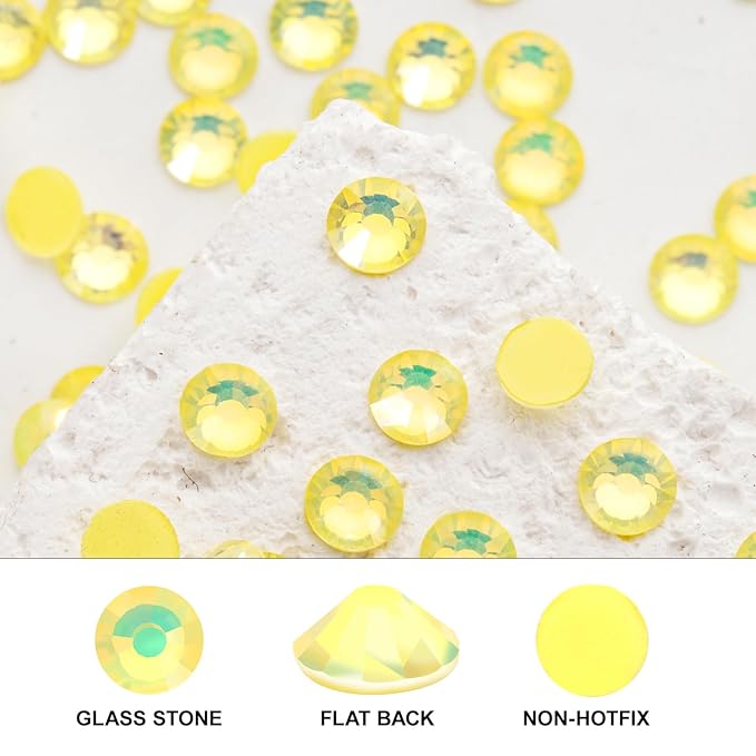 Novani 3000 Pieces Flatback Rhinestones Glass Round Gems F-Lt.Yellow Crystals for Nail Art DIY Crafts Clothes Shoes,SS20,4.6-4.8mm