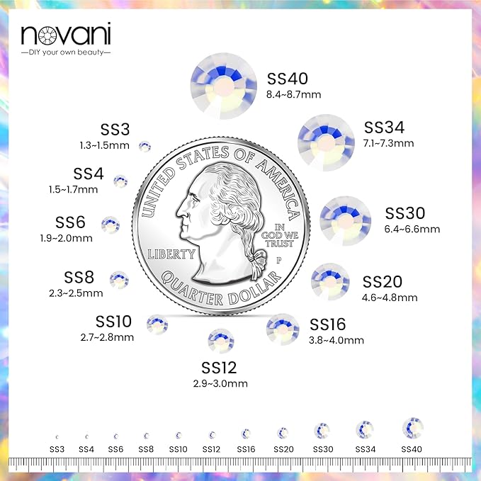 Moon Night Rhinestones Glass Rhinestone for Crafts Flatback Nail Gems and Rhinestones for Nails Art Makeup Bags Shoes Decoration DIY(SS6,1440pcs,Moon Night)